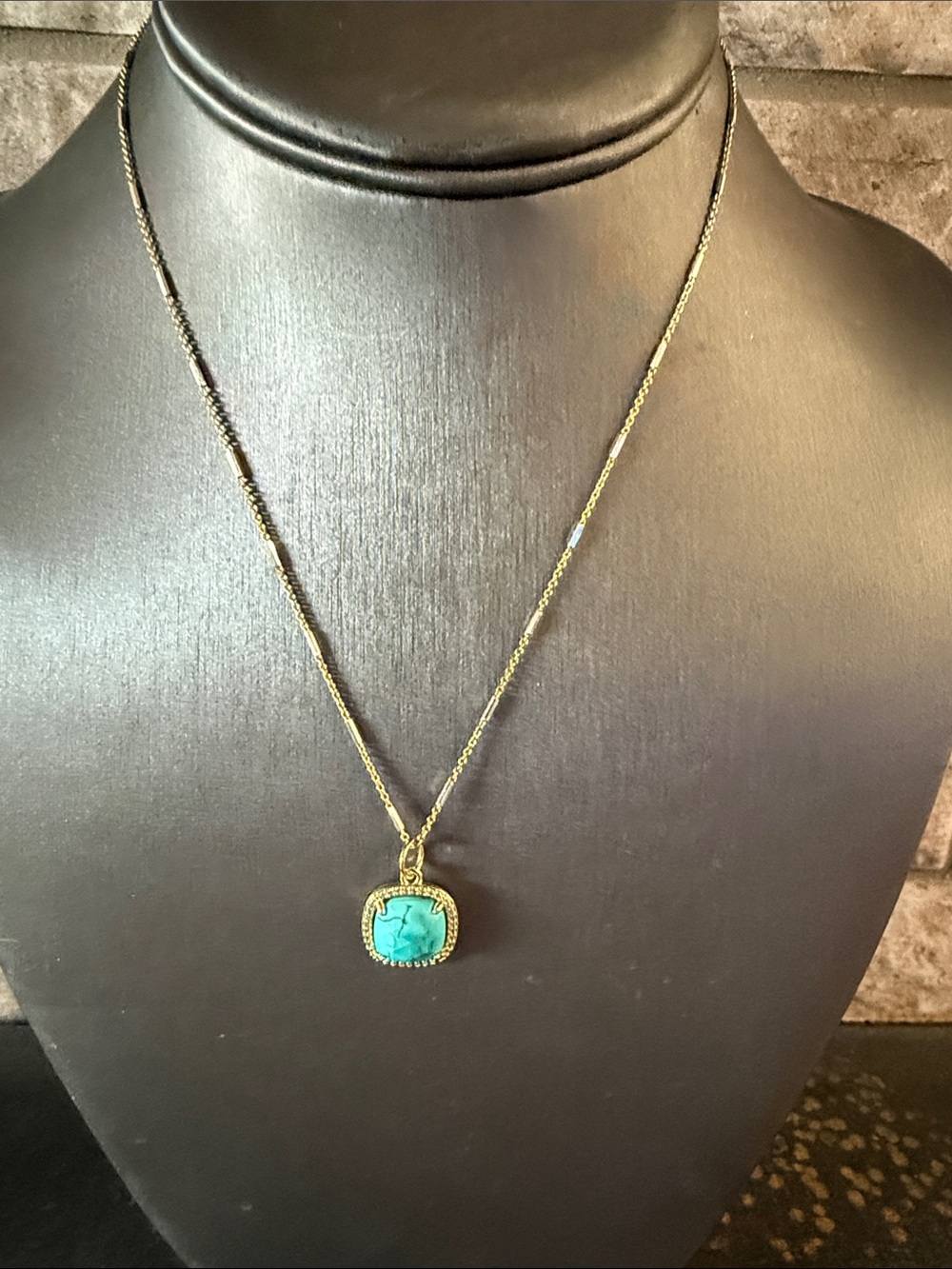 Freida Rothman two tone sterling Necklace with Turquoise Pendant